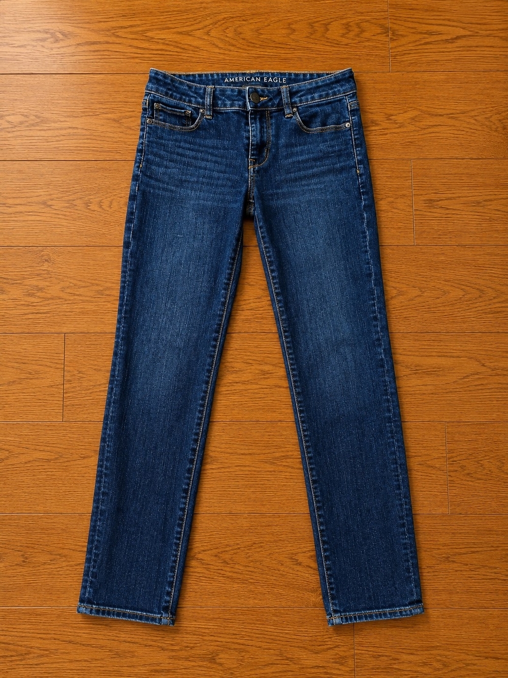 American Eagle Womens Jeans Size 4 Dark Wash Straight Leg Stretch Denim Pants